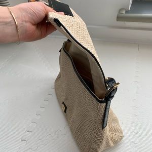 FENDI straw look bag with snap snake print closure